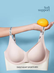 Letter Print Seamless Bra Anti Sagging Push Up Everyday Bra