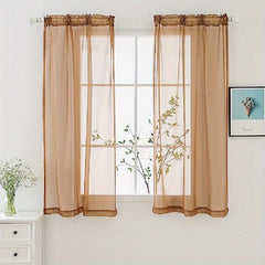 2 Panels Sheer Curtains Rod Pocket Curtain Bedroom Office Living Room Decor