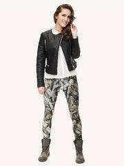 Tree Branch Print Slim Leggings Elastic Bottoms