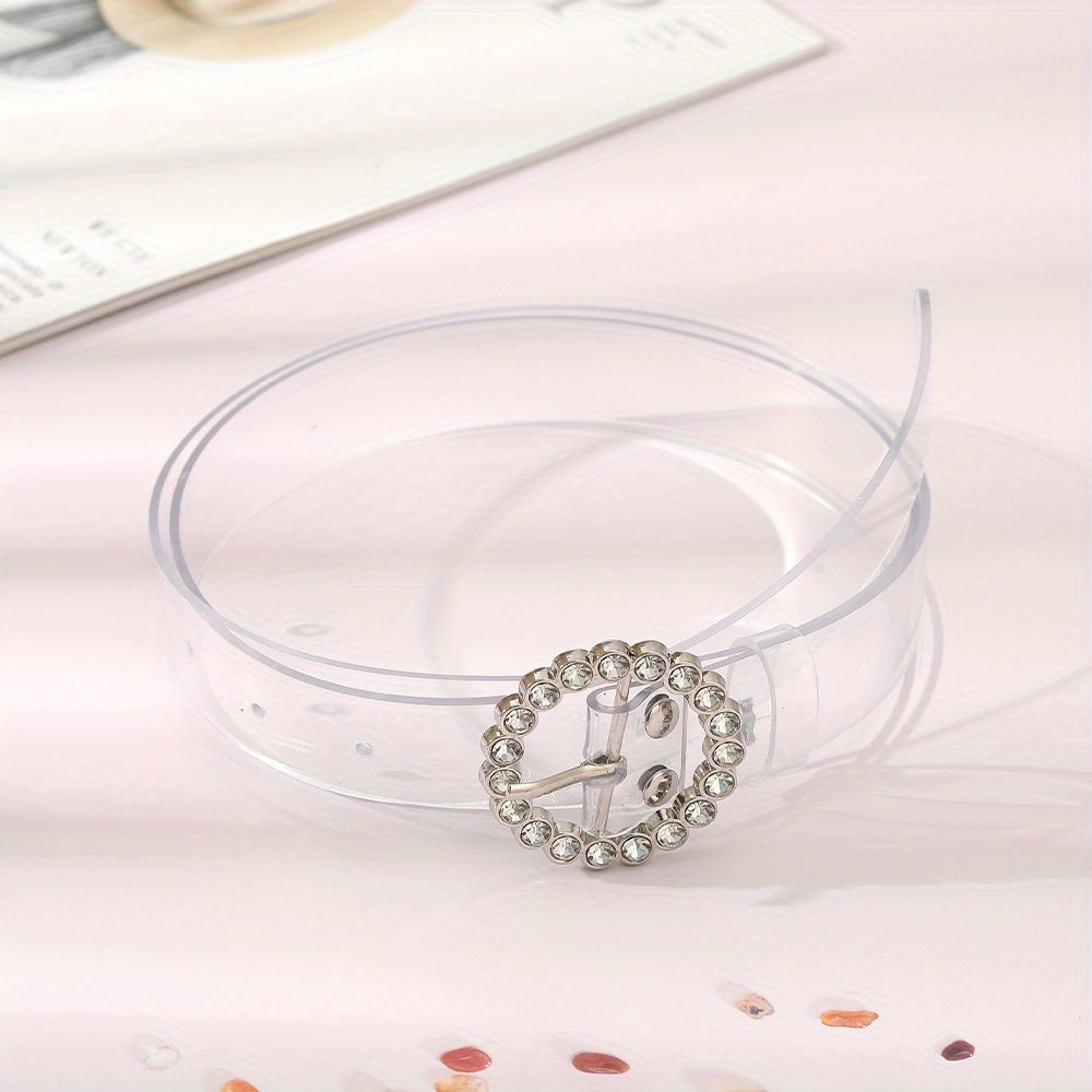 Stylish Rhinestone Eyelet Belt with Buckle for Women