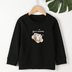 7Y Girls Happy Kitten Graphic Sweatshirt Casual Comfort Fit Toddler Kids Tops