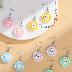 10pcs Macaron Happy Smile Small Flower Earrings For Girls