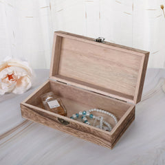 Vintage Wooden Storage Box Paulownia Wood Flip Cover Jewelry Box