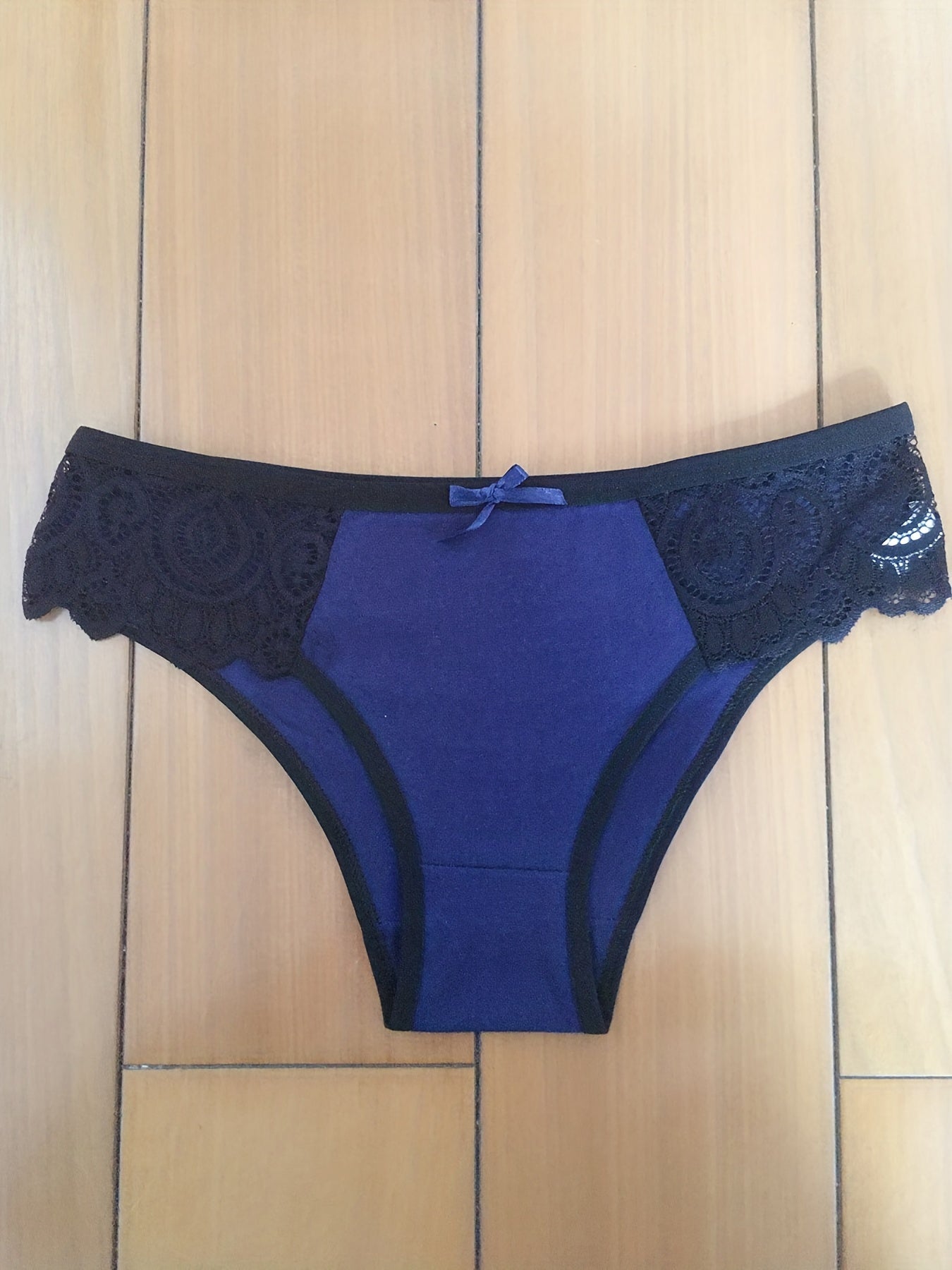 5pcs Lace Stitching Briefs Breathable Colorblock Panties Women's Lingerie
