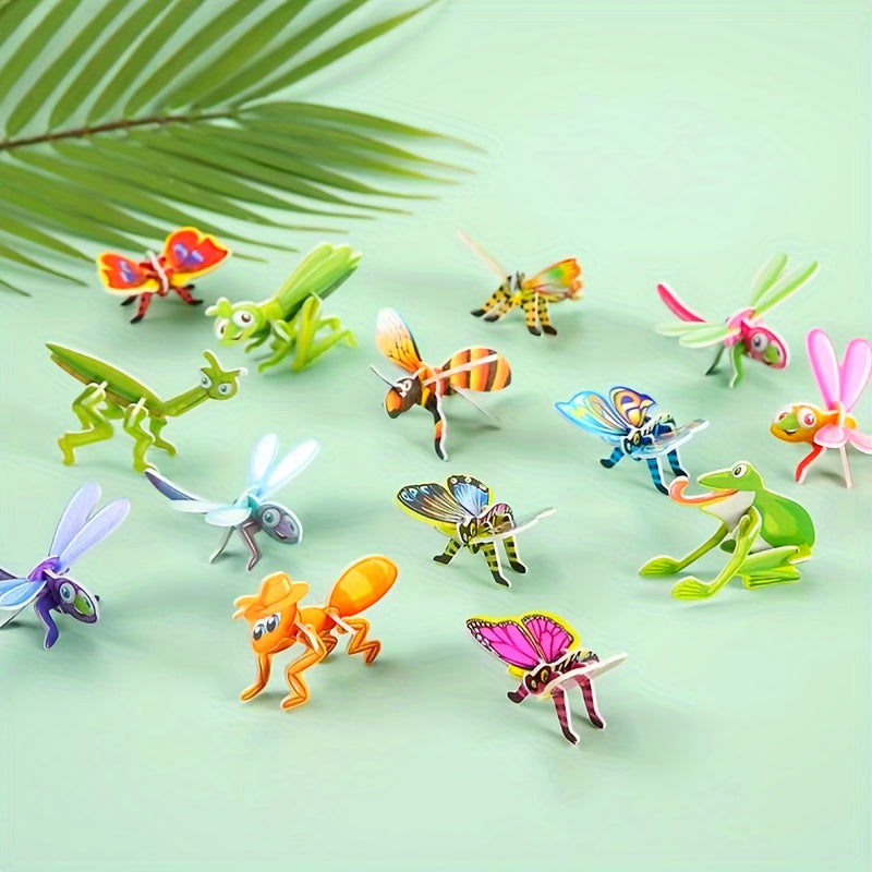 10pcs Cartoon Insect 3D Puzzle DIY Puzzle Party Small Gift Random Pattern