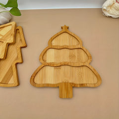 Christmas Tree Wood Serving Tray for Food and Drinks