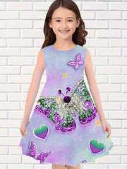 Girls 3D Butterfly Sleeveless Dress Summer Outdoor