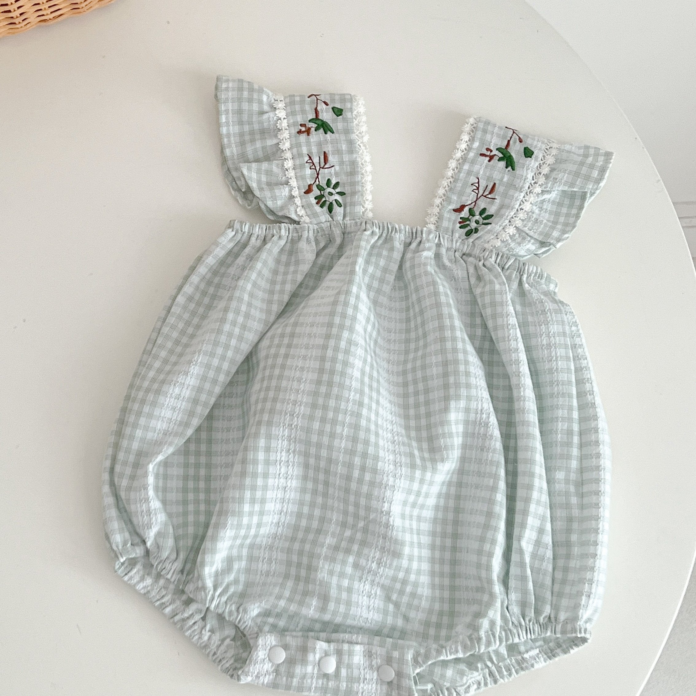 Plaid Sleeveless Onesie for Baby Girls