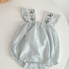Plaid Sleeveless Onesie for Baby Girls