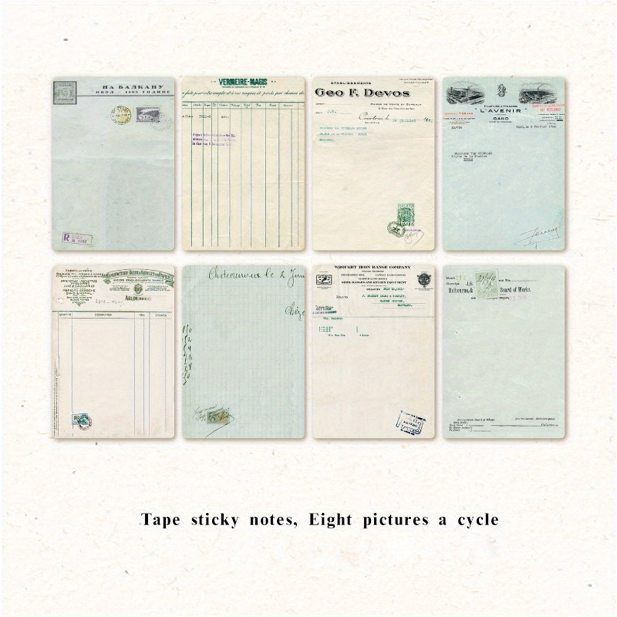Retro Decorative Sticky Notes 7x7 cm - Laminated Paper Journal Sticker