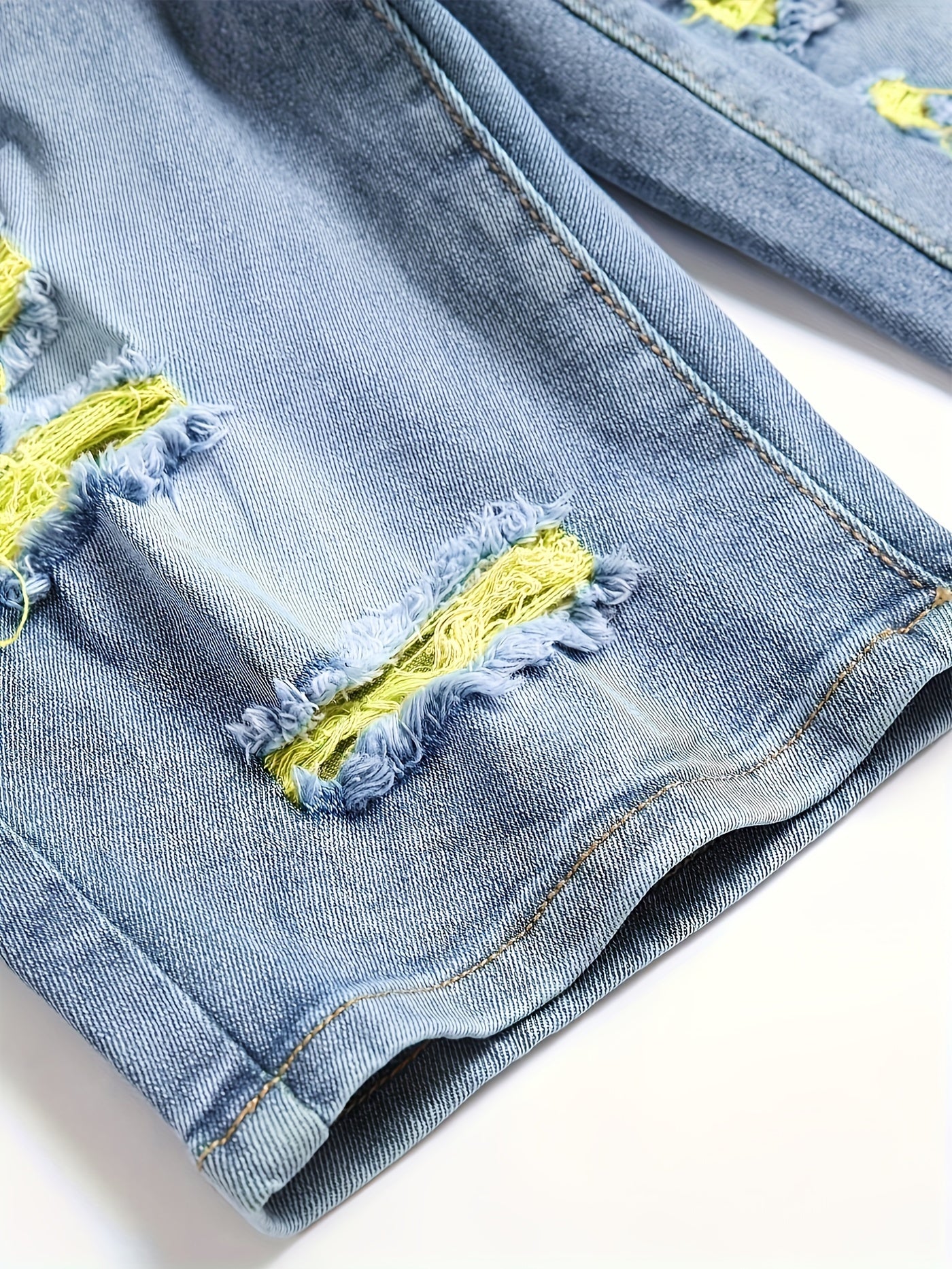 Men's Ripped Denim Shorts Loose Fit Distressed Summer Street Style