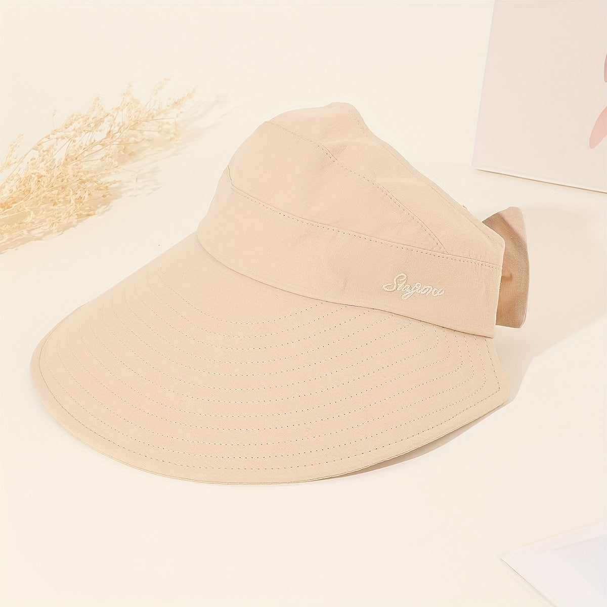 Beige Reversible Visor Hat UV Protection Sunscreen Travel Beach Hat