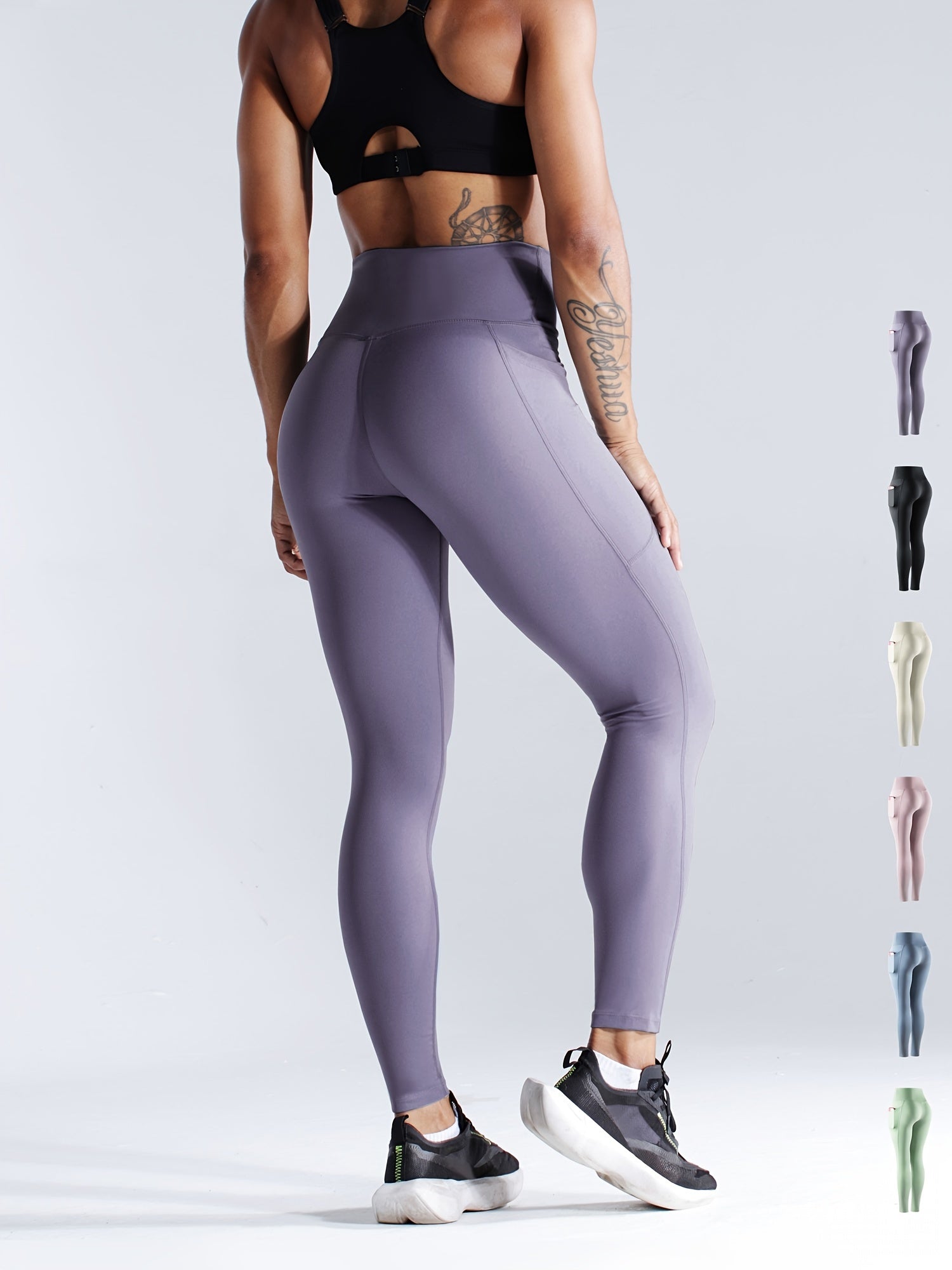Light Purple High Waist Yoga Pants Slimming Leggings Women's Activewear