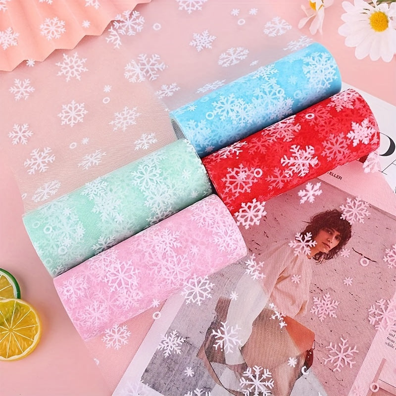 Snowflake Tulle Roll Christmas Tulle Fabric Winter Wonderland Party Supplies