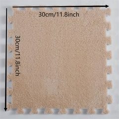 12pcs Foam Puzzle Floor Mat Interlocking Fluffy Puzzle Flooring Tiles