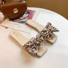 Women's Bowknot Sandals Slip On Flat Lightweight Non slip Slides Shoes