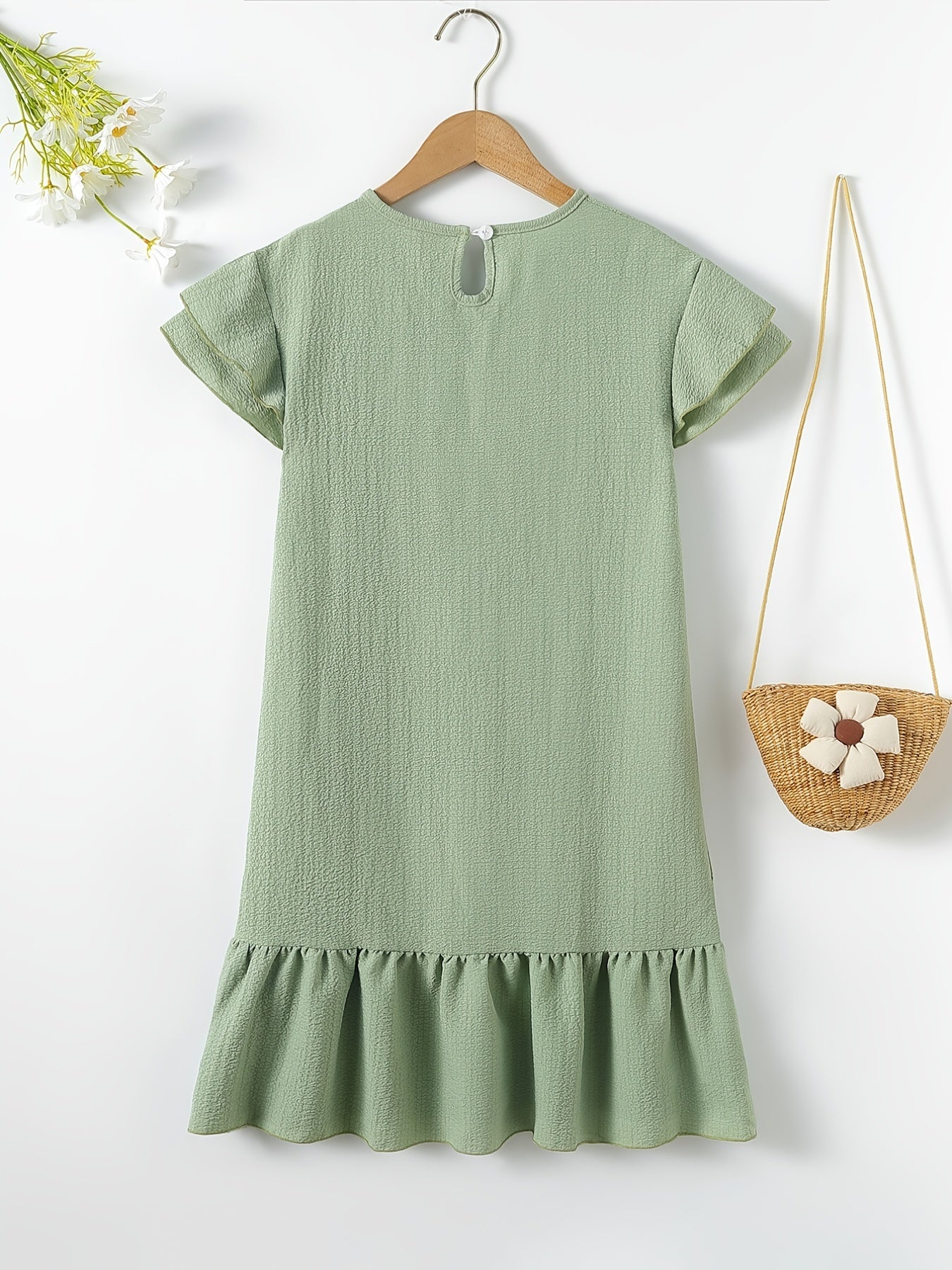 Girls V neck Short Sleeve Dress Kids Clothes Summer
