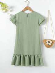 Girls V neck Short Sleeve Dress Kids Clothes Summer