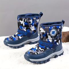 Boy's Snow Boots Warm Fleece Cozy Non slip High Top Boots Plush Comfy Outdoor