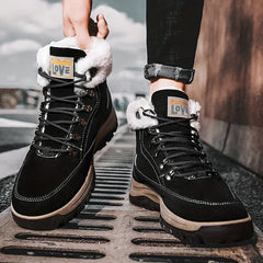 Men's High Top Hiking Boots Plush Lining Snow
