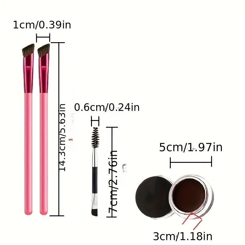 4D Hair Contouring Eyebrow Brush + Gel Powder Dark Brown