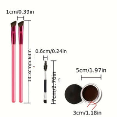 4D Hair Contouring Eyebrow Brush + Gel Powder Dark Brown