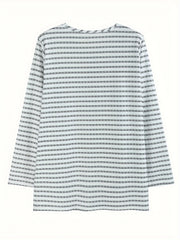 Plus Size Stripe Print Button Up Long Sleeve Tunic Shirt