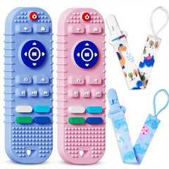 2pcs Soft Silicone Teething Toys For Babies, Remote Control Shape Teething Toys
