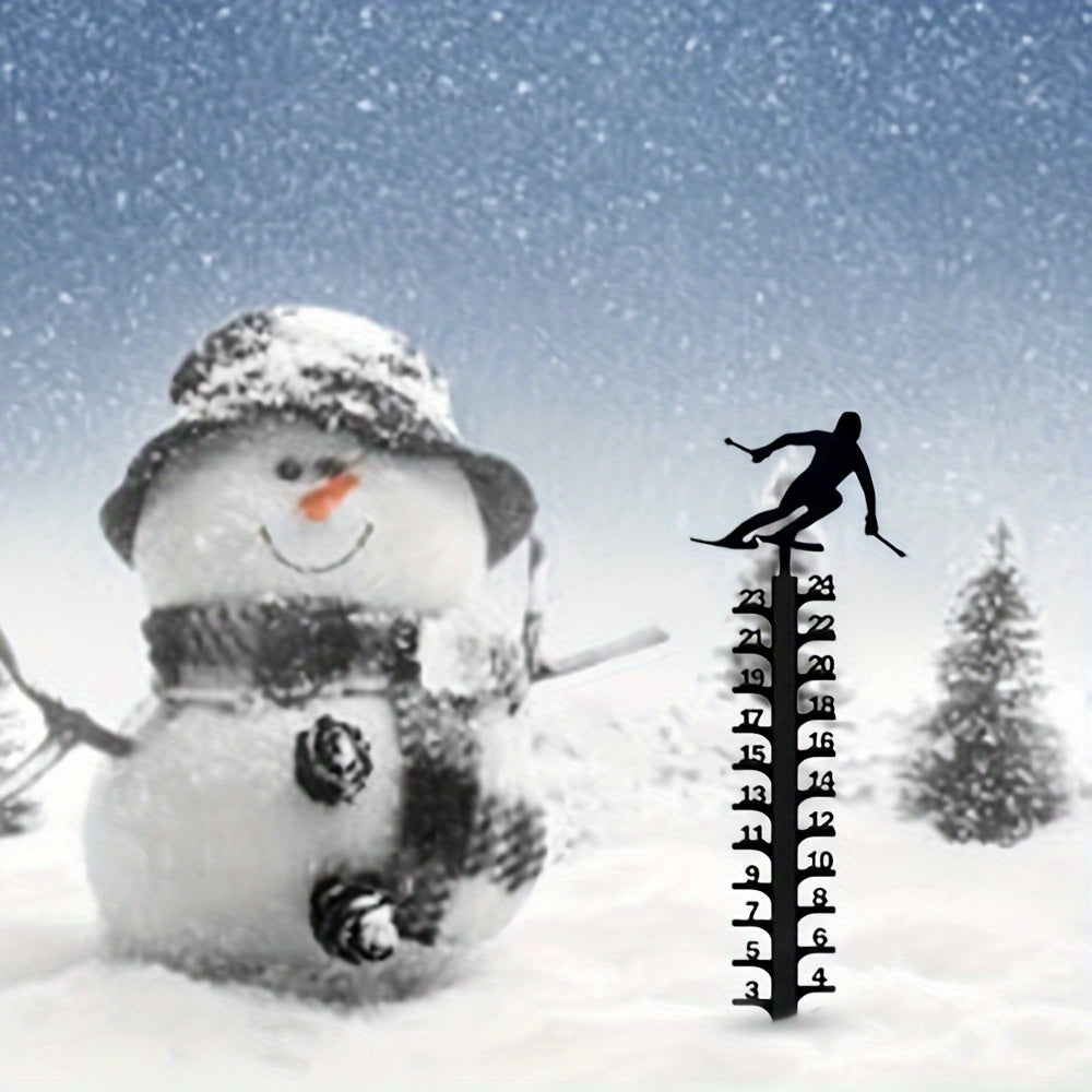 Courtyard Metal Snow Gauge Iron Snowfall Measuring Rod Christmas Gift