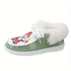 Christmas Santa Print Plush Lined Snow Boots with Thermal Furry Lining