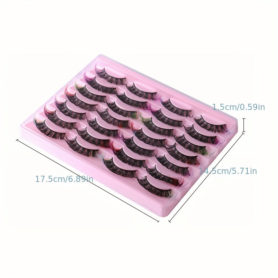 14 Pairs Layer Thick D Curling False Eyelashes Colorful and Natural Looking