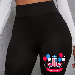 Women's Plus Flag Print High Rise Biker Shorts