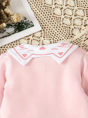 Baby Girl Kitten Print Doll Collar Baseball Coat