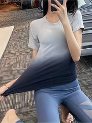Gradient Breathable Yoga Sports Shirt - Stay Stylish & Comfortable