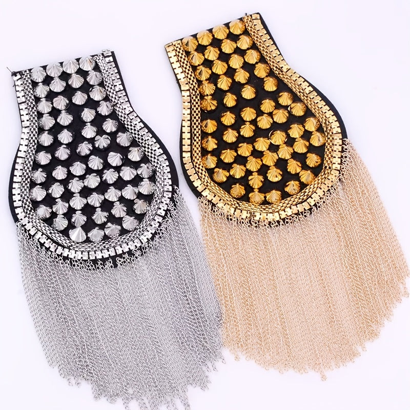 Riveted Suit Epaulette Chain Punk Fringe Costume Accessories