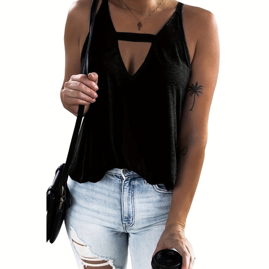 Women's Solid V Neck Tank Top