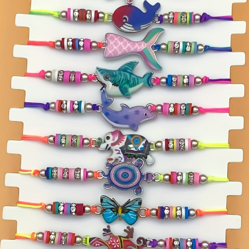 12pcs Kids Cartoon Clay Braided Bracelets