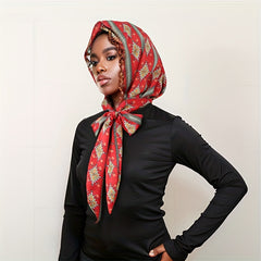 Boho Geometric Print Hijab Lace Up Head Scarf Head Wraps Soft Long Ribbon Turban