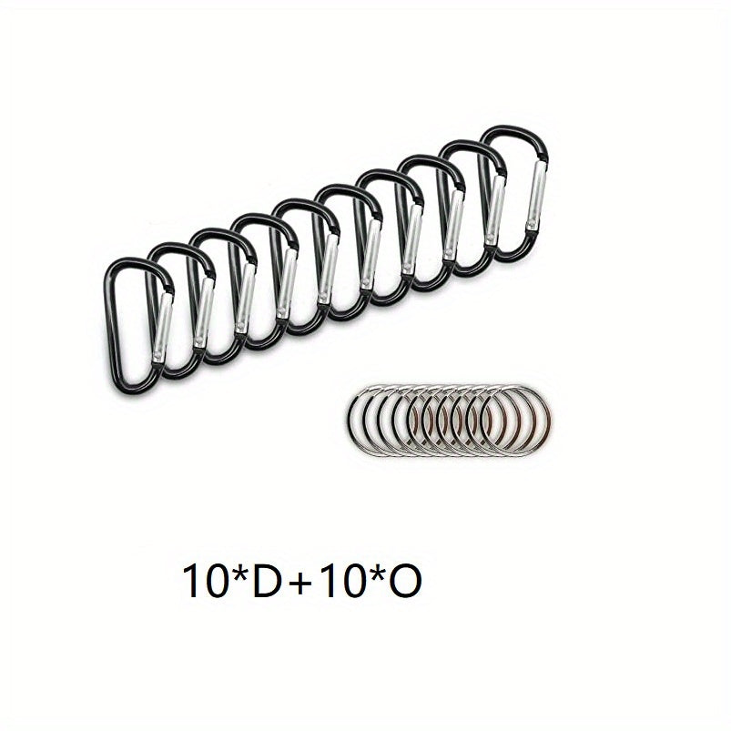 10pcs Mini Aluminum Carabiner with Keyring Lightweight D-Shaped Keychain Clip