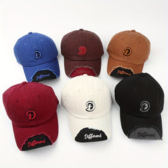 Adjustable Summer Mens Peaked Cap with Frayed Embroidery
