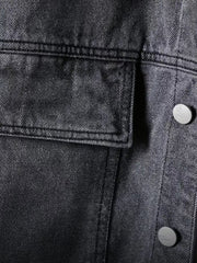 Men's Dark Grey Denim Vest With Hood