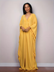 Boho Cover Up Women's Solid Batwing Sleeve V Neck Maxi Beach Cover Up