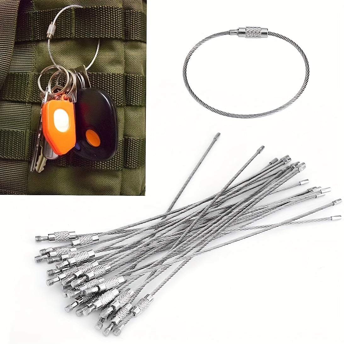 10pcs Stainless Steel Keychain Cable for Secure Key Organization
