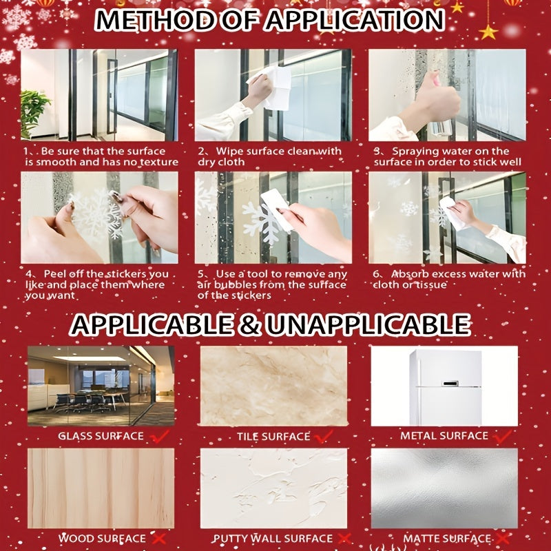 6pcs Christmas Window Sticker Dwarfs Snowflake Wall Stickers