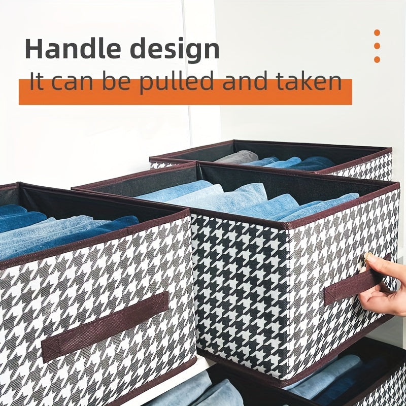 Houndstooth Clothes Storage Box Foldable Large Capacity Household