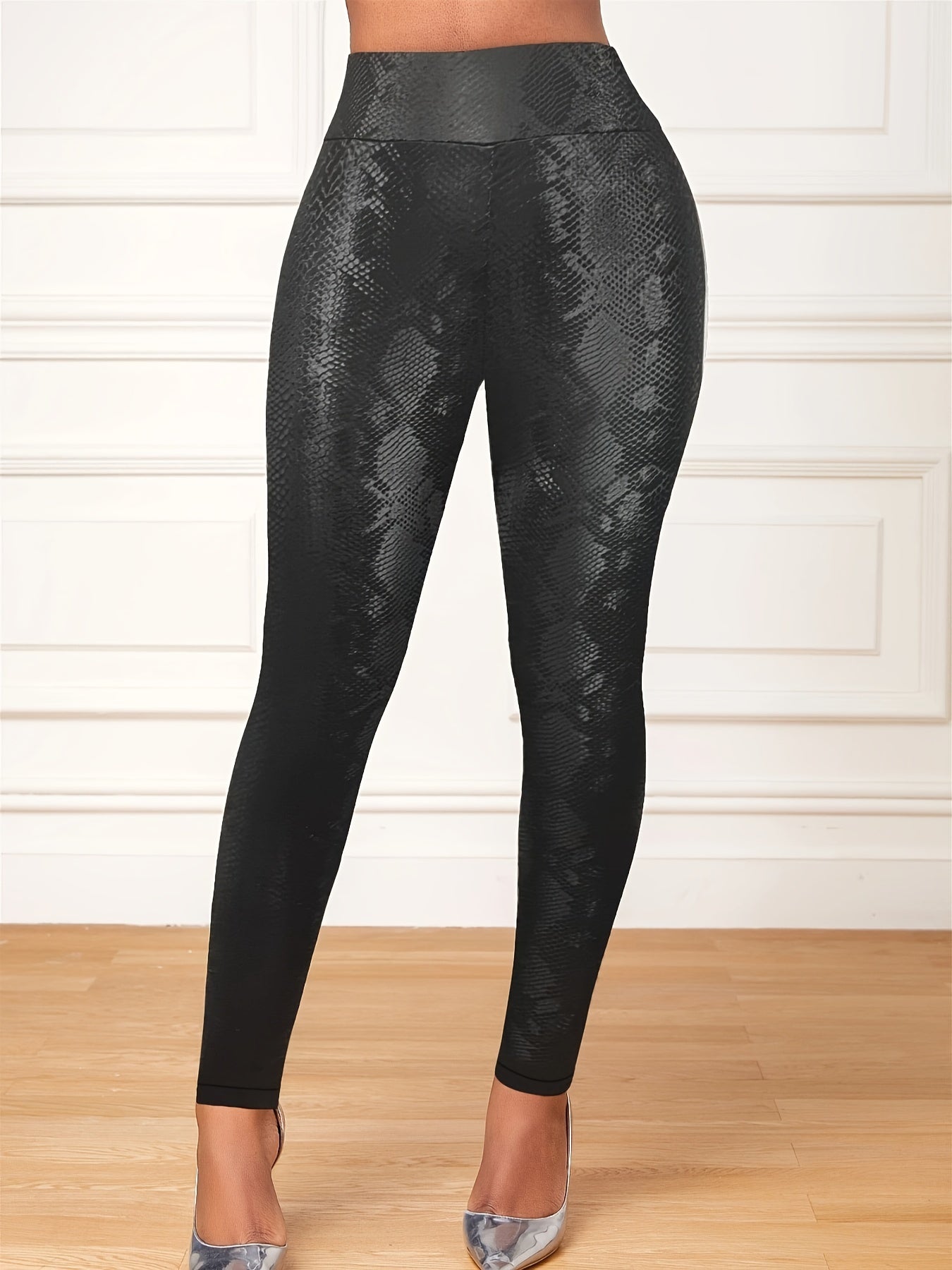 Snake Print High Waist Leggings Skinny Fit Stretchy Women's Clothing