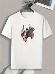 Goat Skeleton Print Men's Graphic Tee for Summer