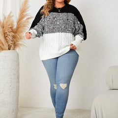 Colorblock Cable Knit Sweater