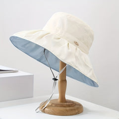 Solid Wide Brim Sunscreen Basin Hat Foldable Travel Beach Hats