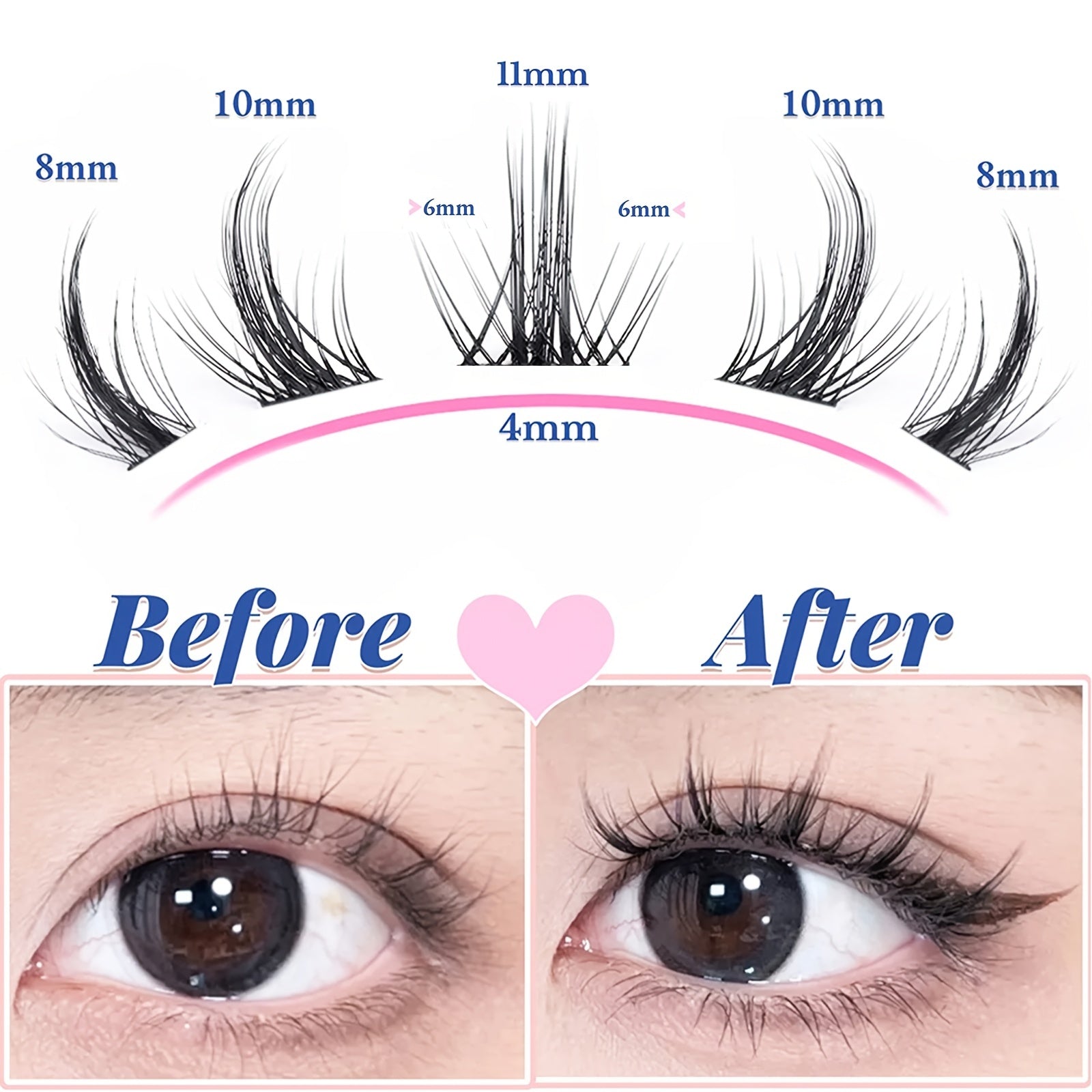 Natural Look 3D Cosplay False Eyelashes Reusable Cluster Extensions